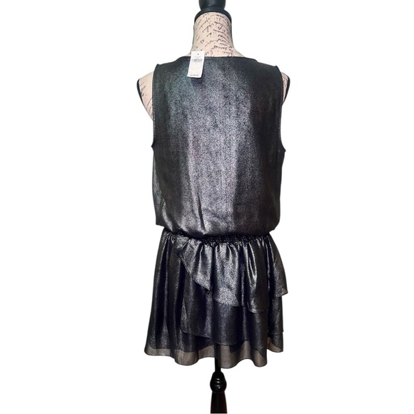 Banana Republic | NWT Ruffled Sleeveless Gray Dress for Women Size 4 Small - Picture 8 of 16